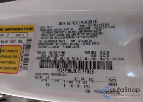 2018 Ford Fusion Se z USA, uszkodzony, nr VIN 3FA6P0HD0JR127058